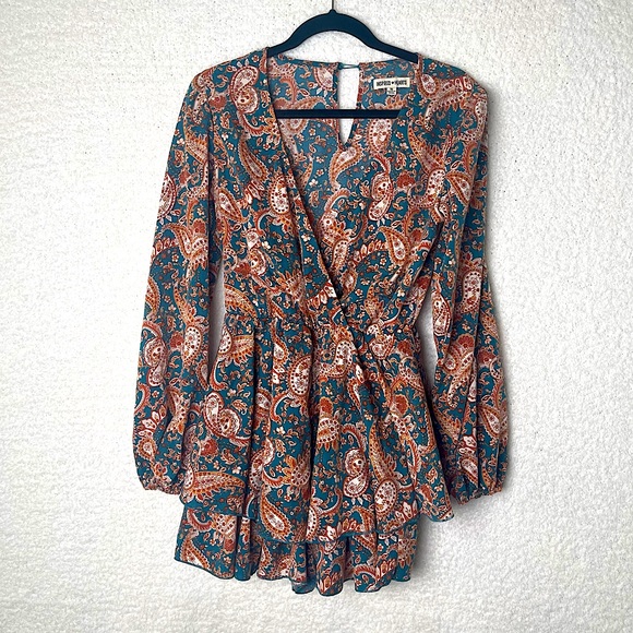 Inspired Hearts Pants - Inspired hearts, Paisley printed v-neck ruffled shorts romper